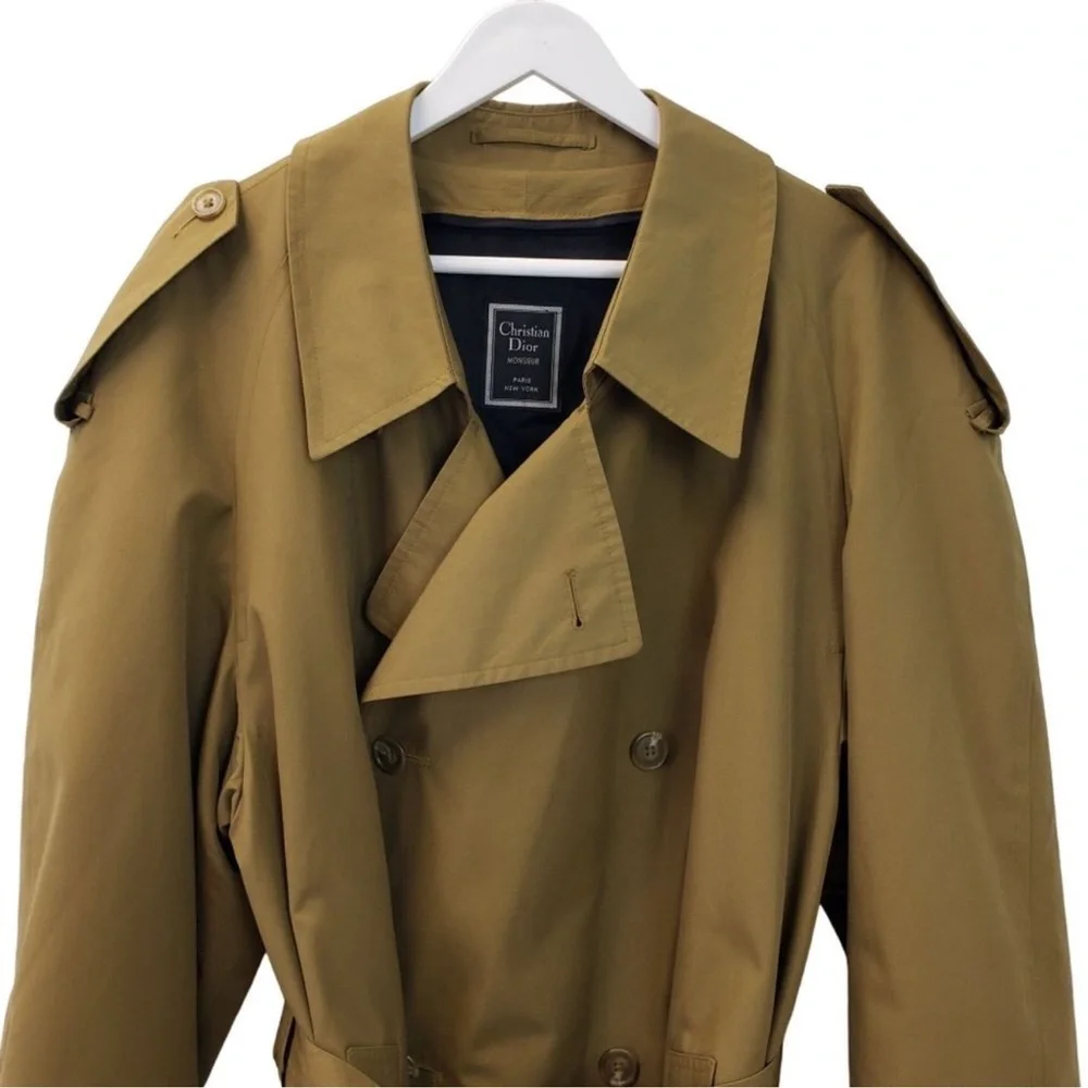 Christian Dior Monsieur Belted Trench Coat w/Wool Blend Liner Size 44R - Picture 3 of 8